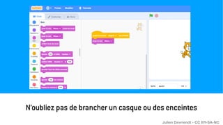 N’oubliez pas de brancher un casque ou des enceintes
Julien Devriendt - CC BY-SA-NC
 