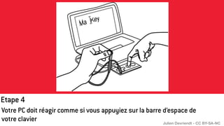 Votre PC doit réagir comme si vous appuyiez sur la barre d’espace de
votre clavier
Etape 4
Julien Devriendt - CC BY-SA-NC
 