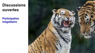 Discussions
ouvertes
Participation
inégalitaire
 