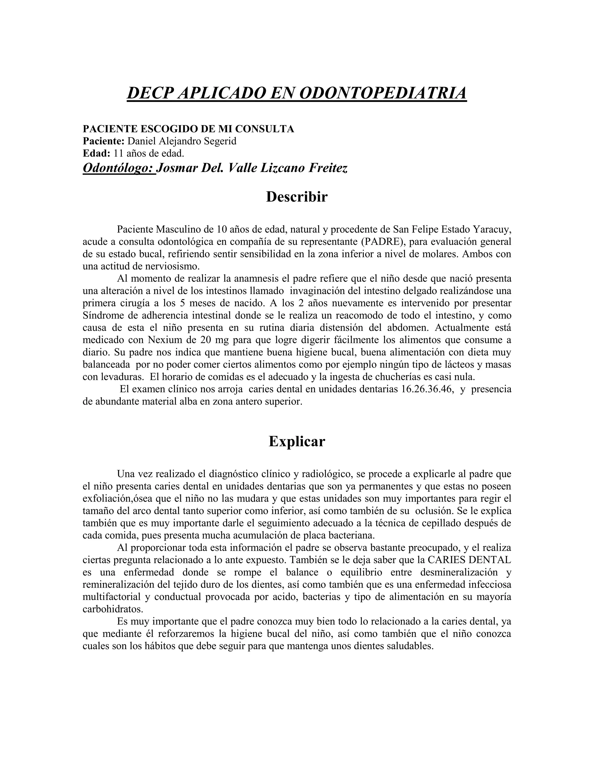 Decp Decp aplicado en odontopediatria od. josmar lizcano | PDF
