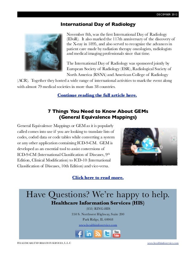 Healthcare Information Services (HIS) December Radiology Newsletter