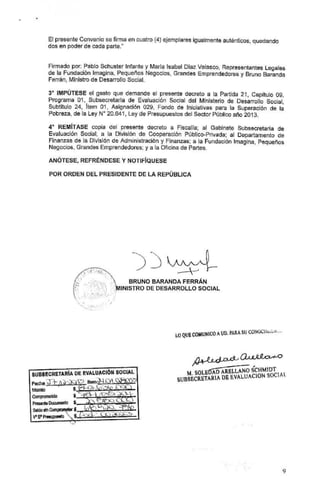 Convenio Ministerio Desarrollo Social - Decreto 261 Fundación Imagina