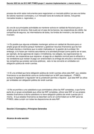 Decreto 3022 dic de 2013 NIIF PYMES grupo 2 resumen implementacion y marco tecnico
proceso de emitir estos instrumentos pa...