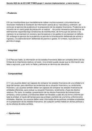 Decreto 3022 dic de 2013 NIIF PYMES grupo 2 resumen implementacion y marco tecnico
- Prudencia
2.9 Las incertidumbres que ...