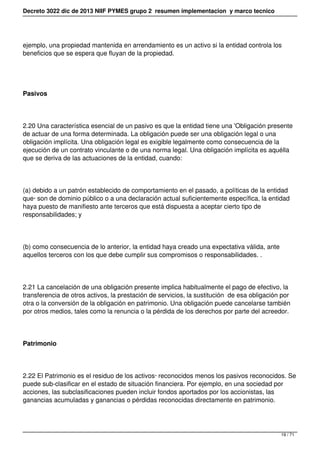 Decreto 3022 dic de 2013 NIIF PYMES grupo 2 resumen implementacion y marco tecnico
ejemplo, una propiedad mantenida en arr...