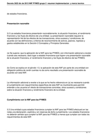 Decreto 3022 dic de 2013 NIIF PYMES grupo 2 resumen implementacion y marco tecnico
de estados financieros.
Presentación ra...