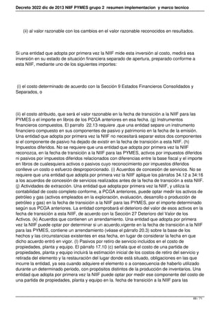 Decreto 3022 dic de 2013 NIIF PYMES grupo 2 resumen implementacion y marco tecnico
(ii) al valor razonable con los cambios...