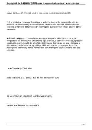 Decreto 3022 dic de 2013 NIIF PYMES grupo 2 resumen implementacion y marco tecnico
cálculo con base en el tiempo sobre el ...