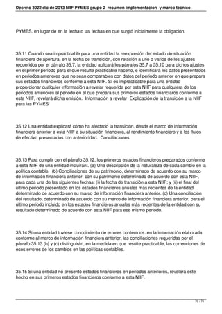 Decreto 3022 dic de 2013 NIIF PYMES grupo 2 resumen implementacion y marco tecnico
PYMES, en lugar de en la fecha o las fe...
