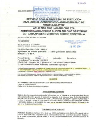 Decreto Ejecucion - Desperfectos - 22-12-2014