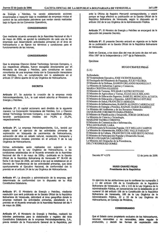 Decreto Nº 4.579, Mediante El Cual Se Autoriza La CreacióN De La Empresa Mixta Petrocaracol, S.A