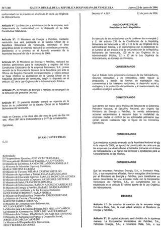 Decreto Nº 4.587, Mediante El Cual Se Autoriza La CreacióN De La Empresa Mixta Petrolera Mata, S.A