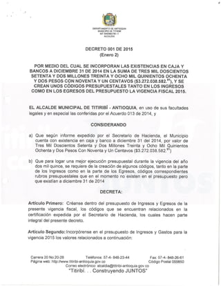 Decreto 001 2015