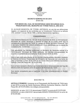 Decreto 010 2015