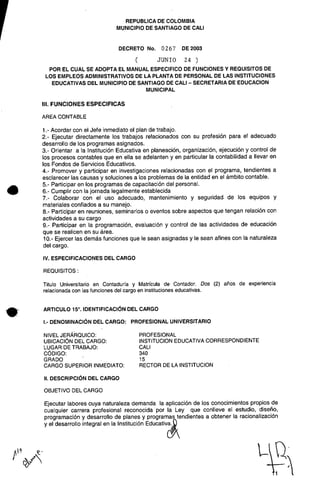 Decreto 0267 2003 manualfuncionesadministrativos