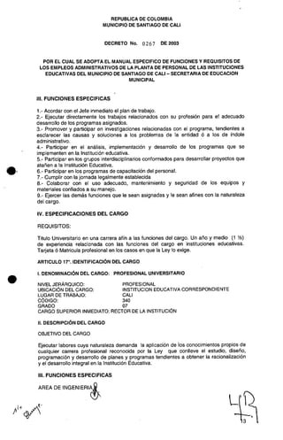 Decreto 0267 2003 manualfuncionesadministrativos