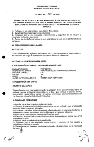 Decreto 0267 2003 manualfuncionesadministrativos