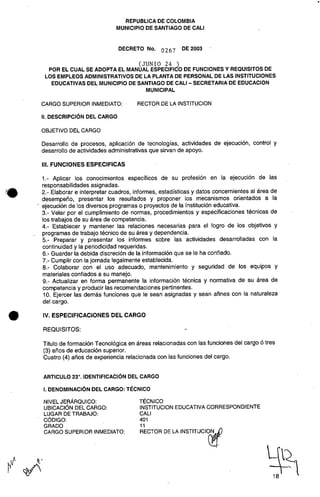 Decreto 0267 2003 manualfuncionesadministrativos