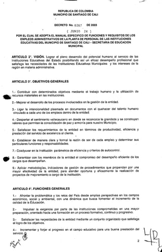 Decreto 0267 2003 manualfuncionesadministrativos