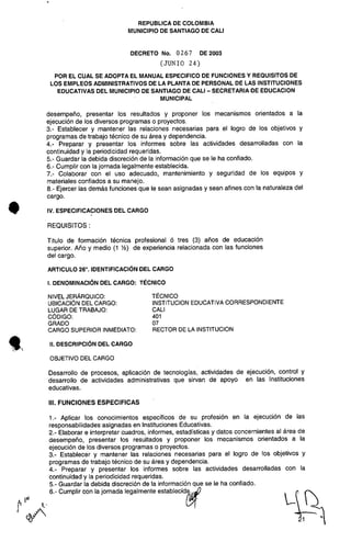 Decreto 0267 2003 manualfuncionesadministrativos