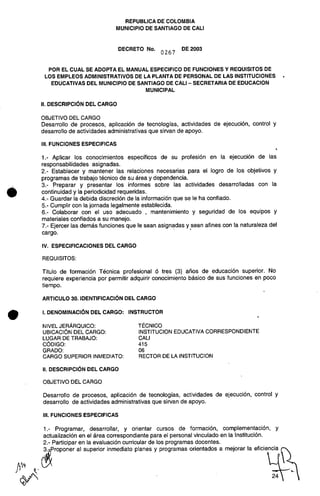 Decreto 0267 2003 manualfuncionesadministrativos