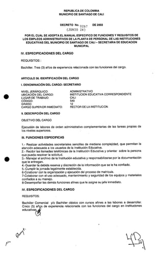 Decreto 0267 2003 manualfuncionesadministrativos