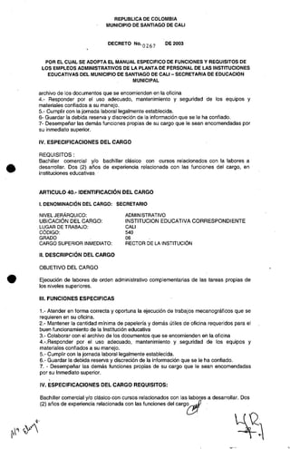 Decreto 0267 2003 manualfuncionesadministrativos