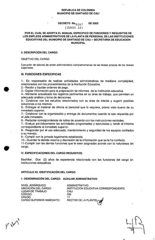 Decreto 0267 2003 manualfuncionesadministrativos