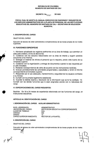 Decreto 0267 2003 manualfuncionesadministrativos