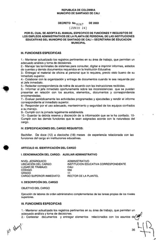 Decreto 0267 2003 manualfuncionesadministrativos