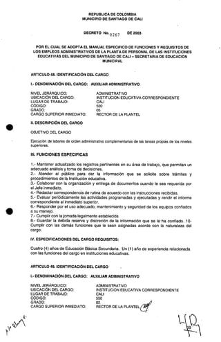 Decreto 0267 2003 manualfuncionesadministrativos