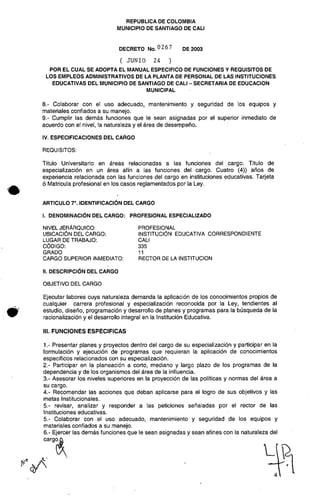 Decreto 0267 2003 manualfuncionesadministrativos