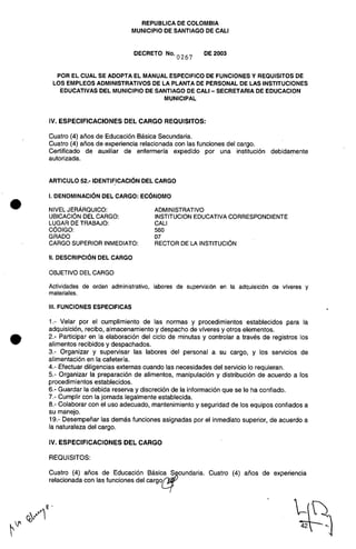 Decreto 0267 2003 manualfuncionesadministrativos
