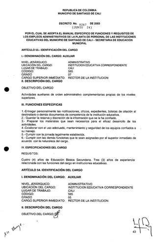 Decreto 0267 2003 manualfuncionesadministrativos