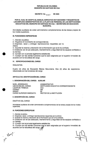 Decreto 0267 2003 manualfuncionesadministrativos