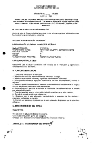 Decreto 0267 2003 manualfuncionesadministrativos