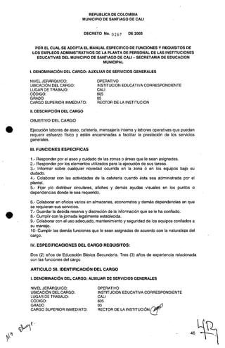 Decreto 0267 2003 manualfuncionesadministrativos