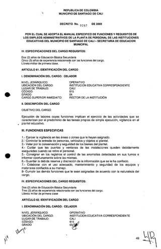 Decreto 0267 2003 manualfuncionesadministrativos