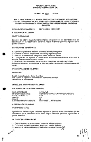 Decreto 0267 2003 manualfuncionesadministrativos
