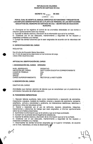 Decreto 0267 2003 manualfuncionesadministrativos