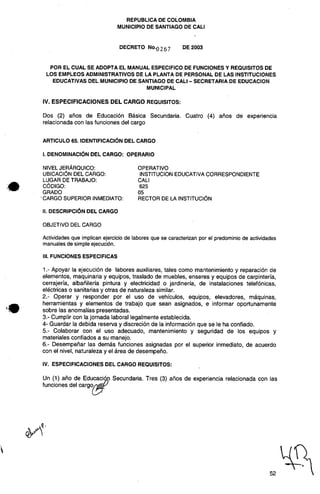 Decreto 0267 2003 manualfuncionesadministrativos