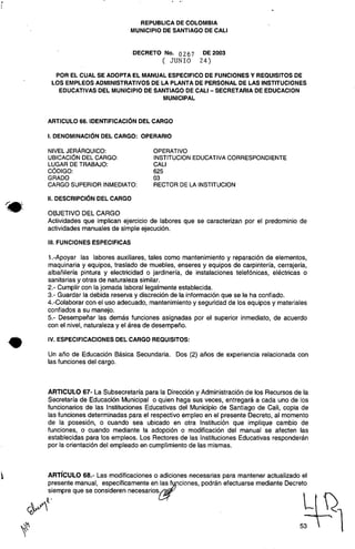 Decreto 0267 2003 manualfuncionesadministrativos