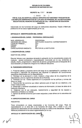 Decreto 0267 2003 manualfuncionesadministrativos