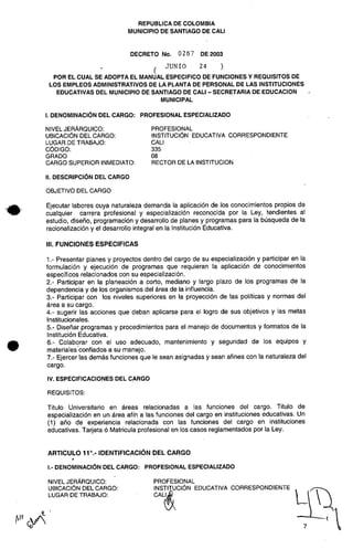 Decreto 0267 2003 manualfuncionesadministrativos