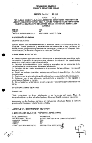 Decreto 0267 2003 manualfuncionesadministrativos