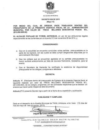 Decreto 038 2015