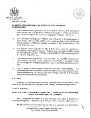 Decreto 112 ampliacion amnistia cumplimiento obligaciones tributarias.