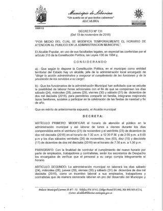 Decreto 131 (19 de noviembre de 2016)