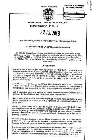 Decreto 1510 de 2013 Contratacion Estatal