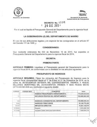 Decreto 1539 liquidacin_presupuesto_2014_de_26_de_diciembre_de_2013